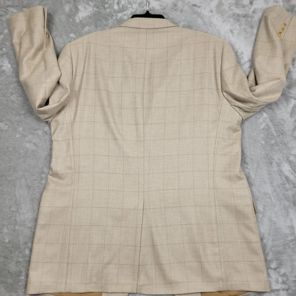 John W Nordstrom Loro Piana Men's 48L Tall 100% Cashmere Brown Windowpane Blazer